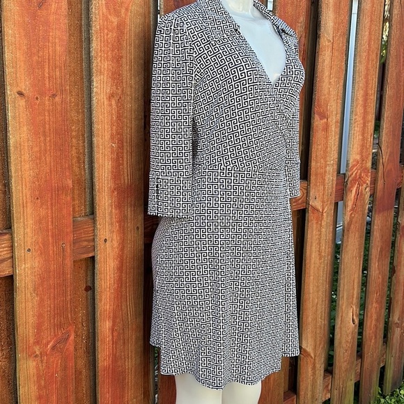 Laundry By Shelly Signal Women's Black/White Patterned Dress Wrap Size XS - Picture 4 of 12